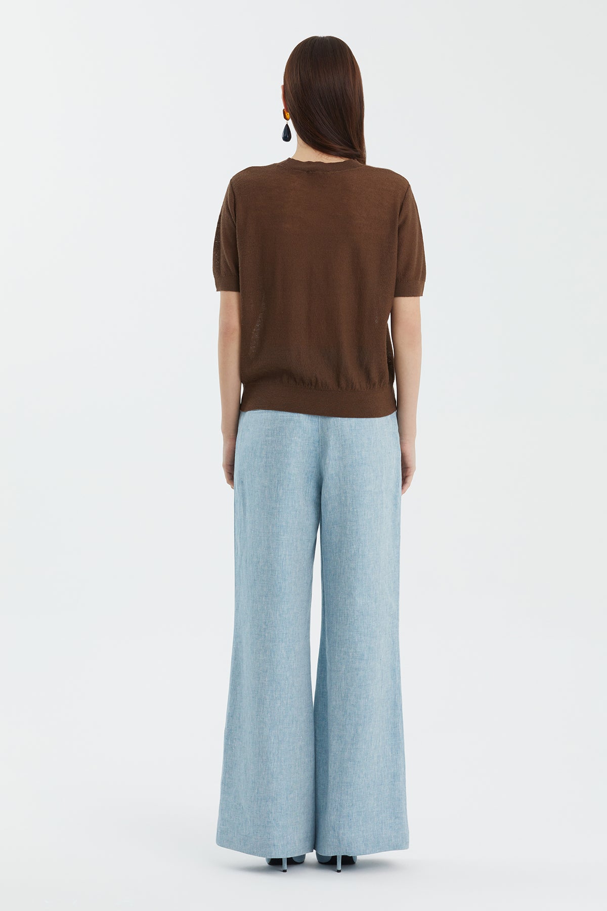 Yün Karışımlı Bisiklet Yaka Kahverengi Triko