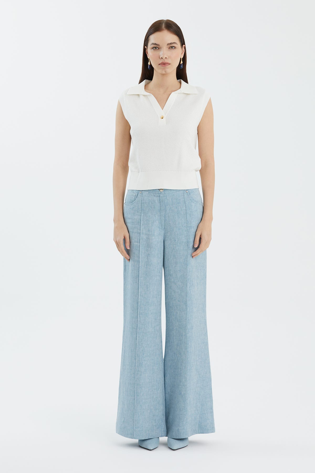 Klasik Polo Yaka Beyaz Triko