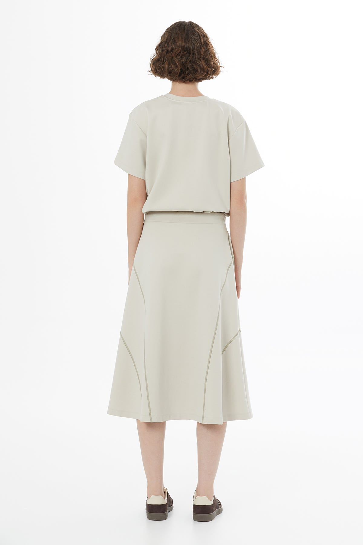 Modern A Form Midi Bej Etek