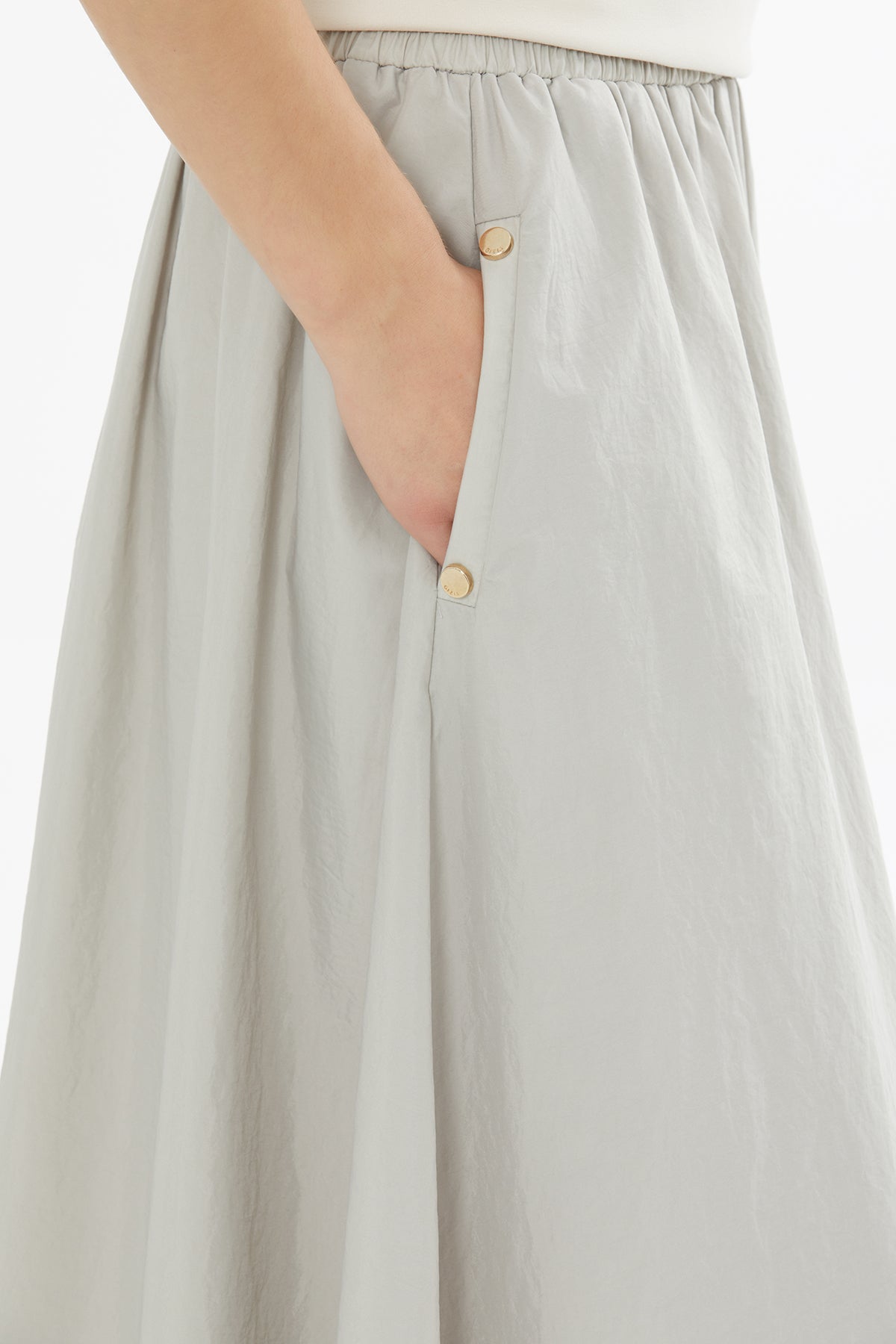 Belden Lastikli Maxi Bej Etek