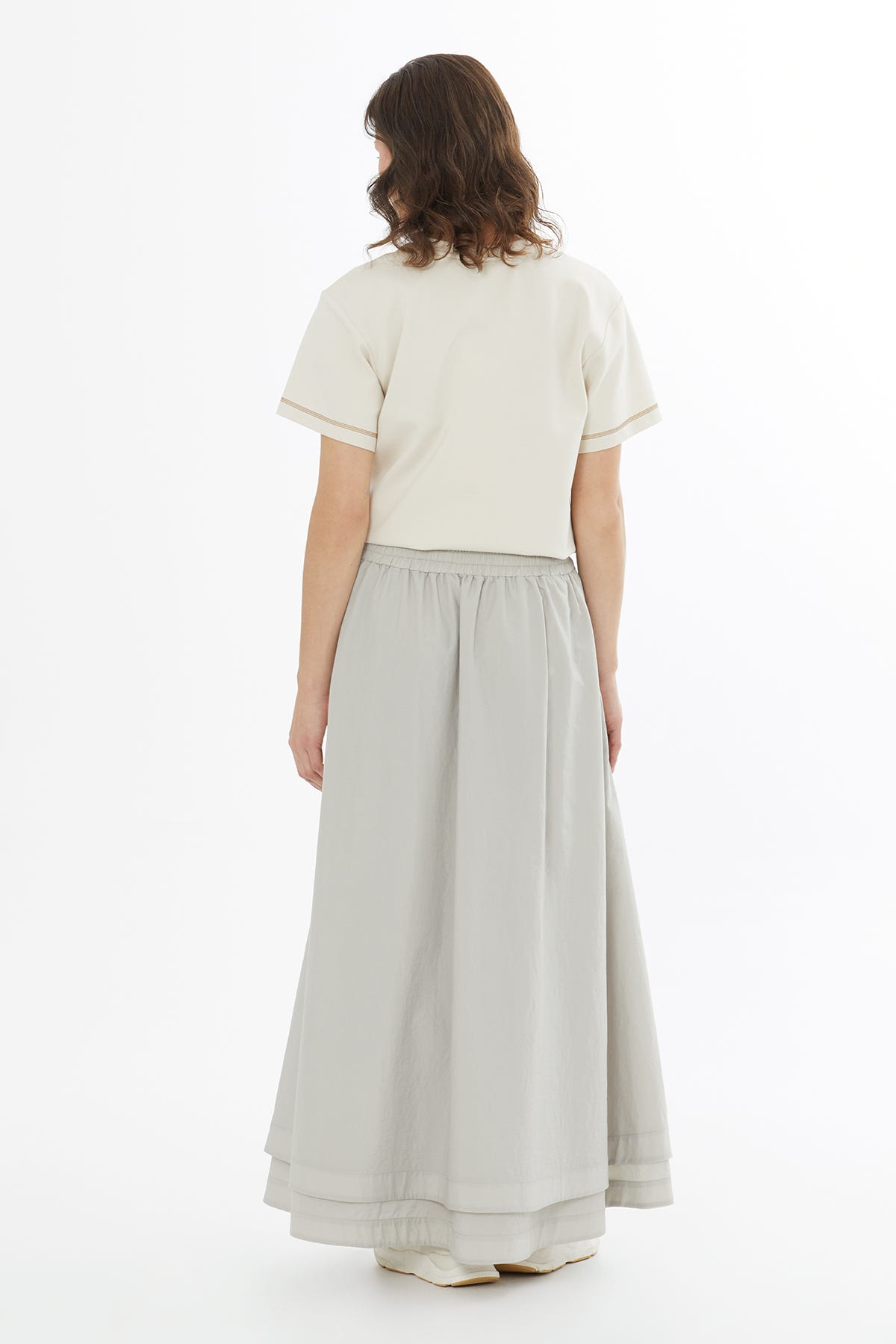 Belden Lastikli Maxi Bej Etek