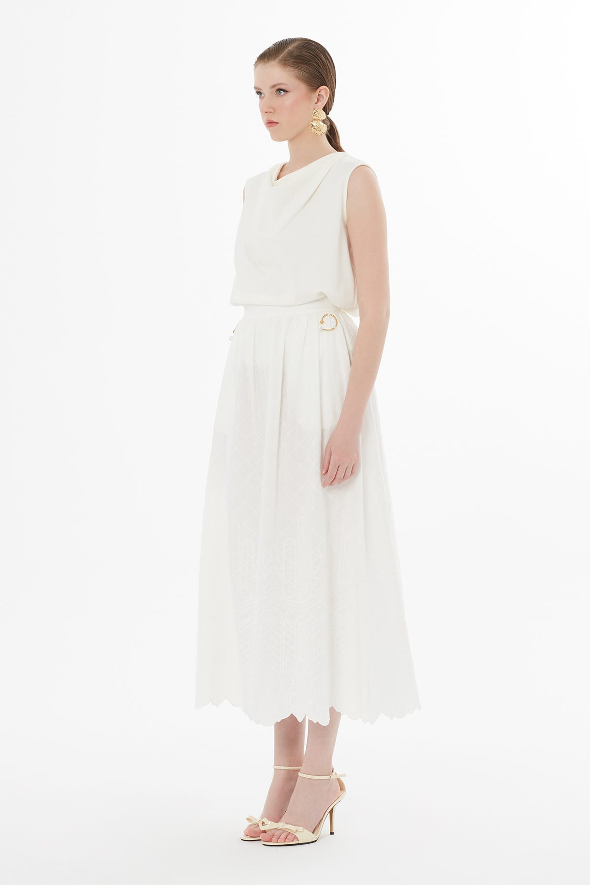 A Form Midi Ekru Etek