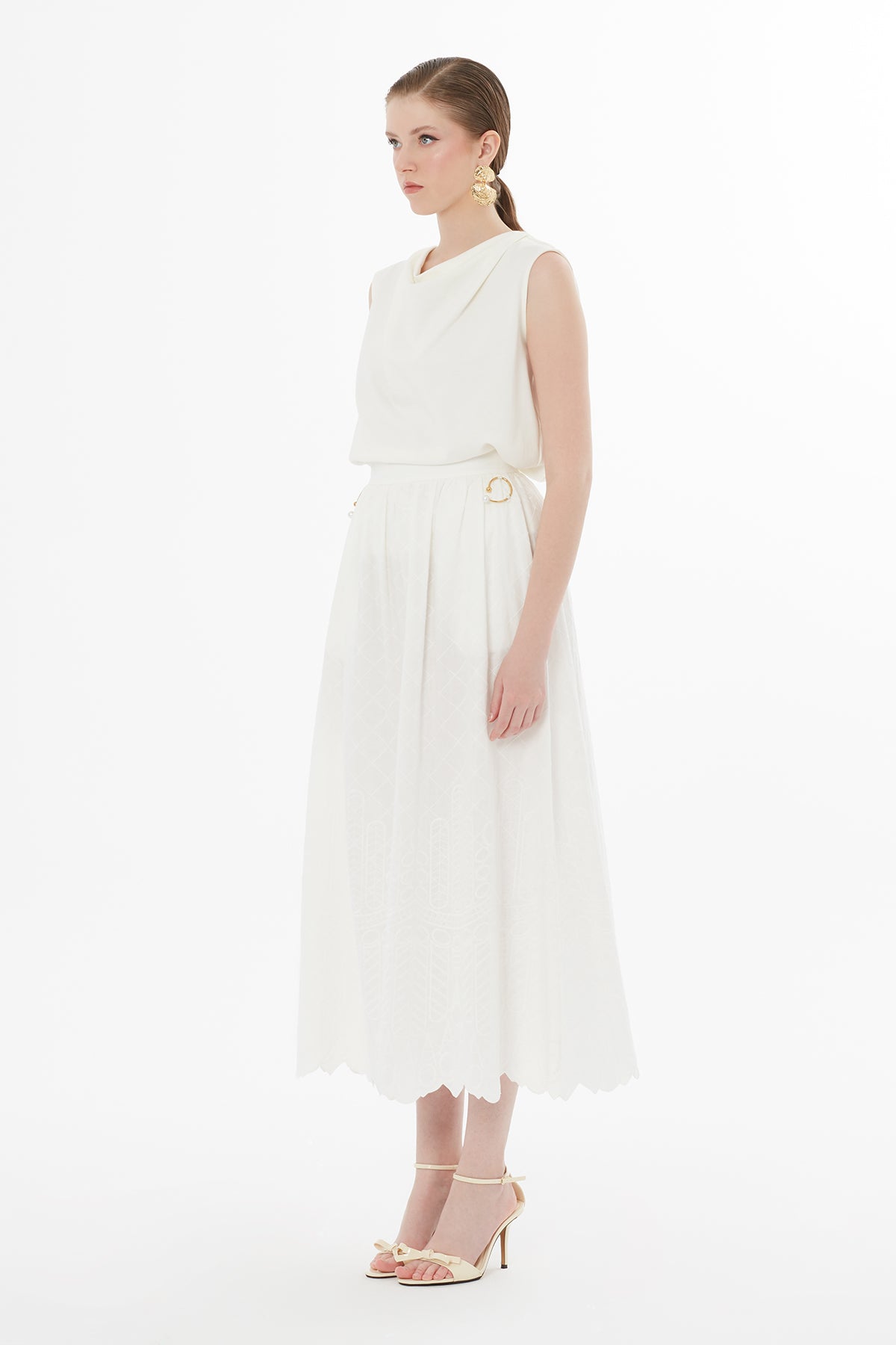 A Form Midi Ekru Etek