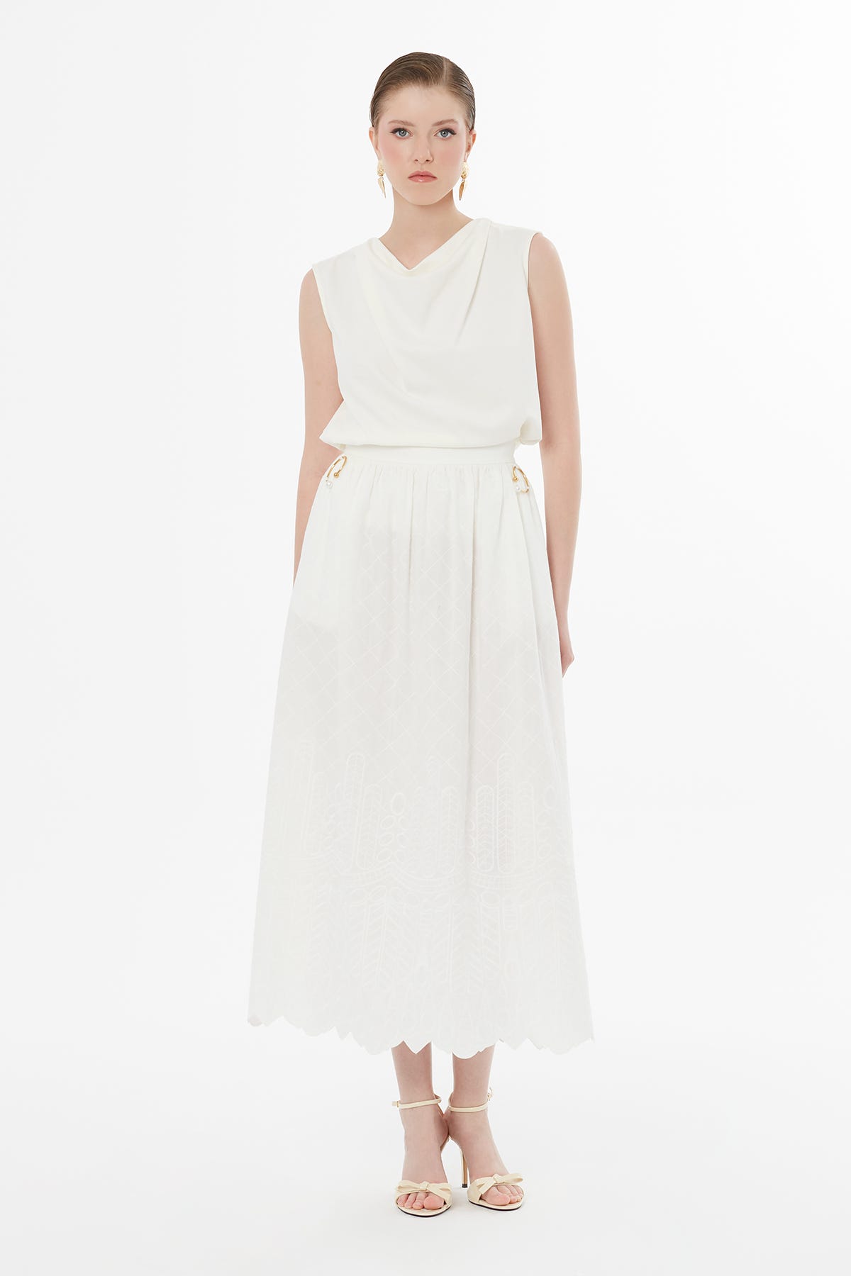 A Form Midi Ekru Etek