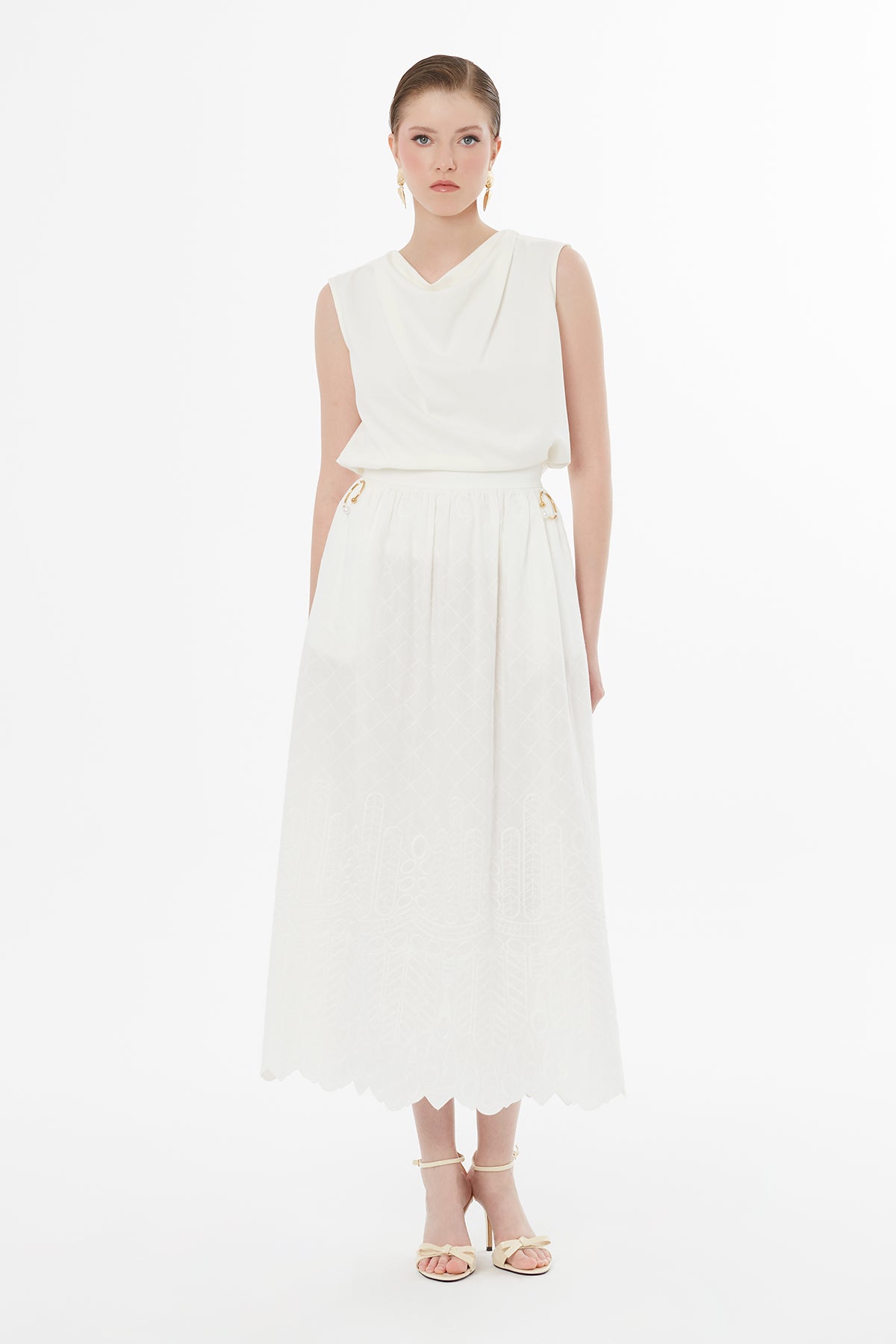 A Form Midi Ekru Etek