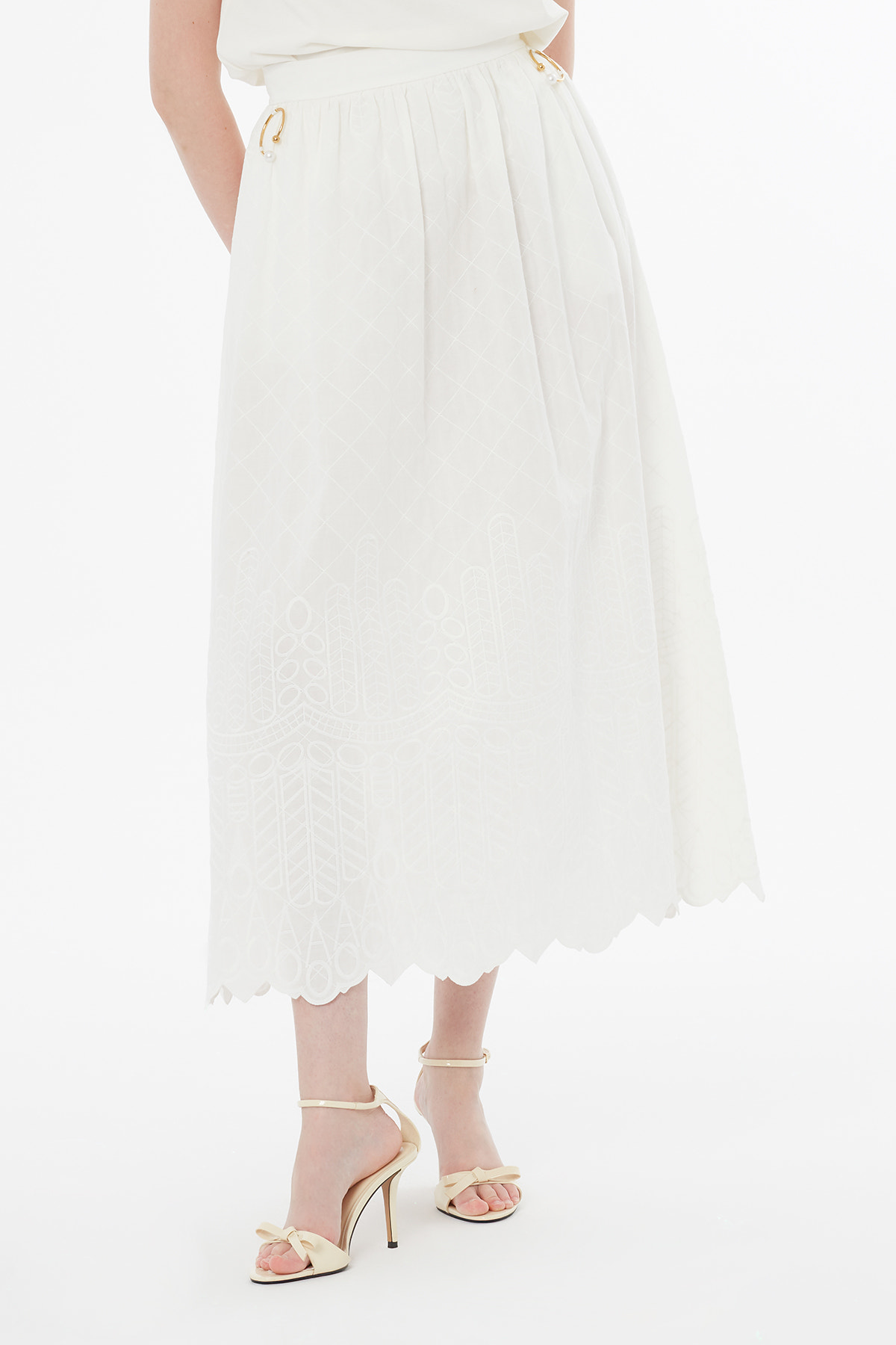 A Form Midi Ekru Etek