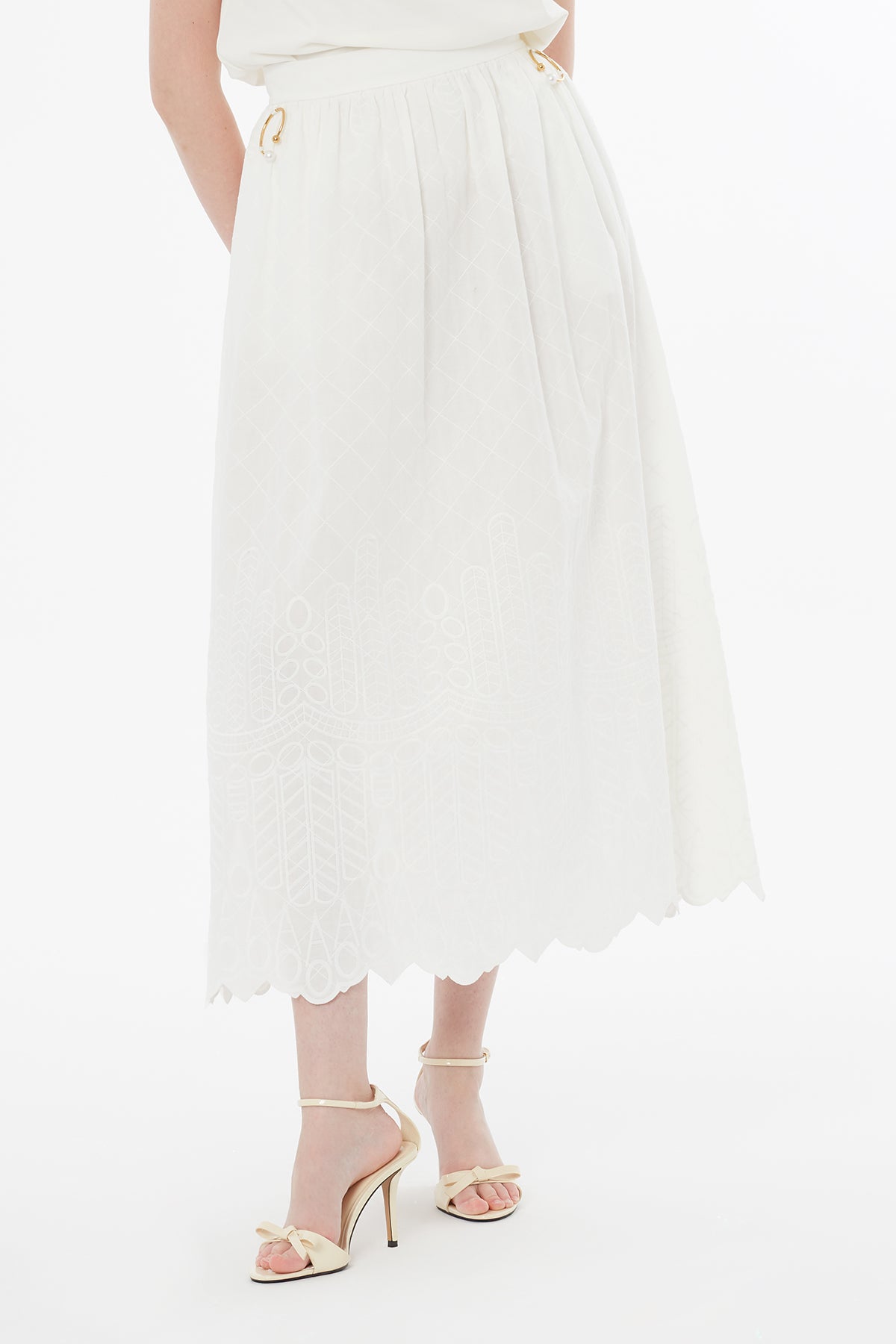 A Form Midi Ekru Etek