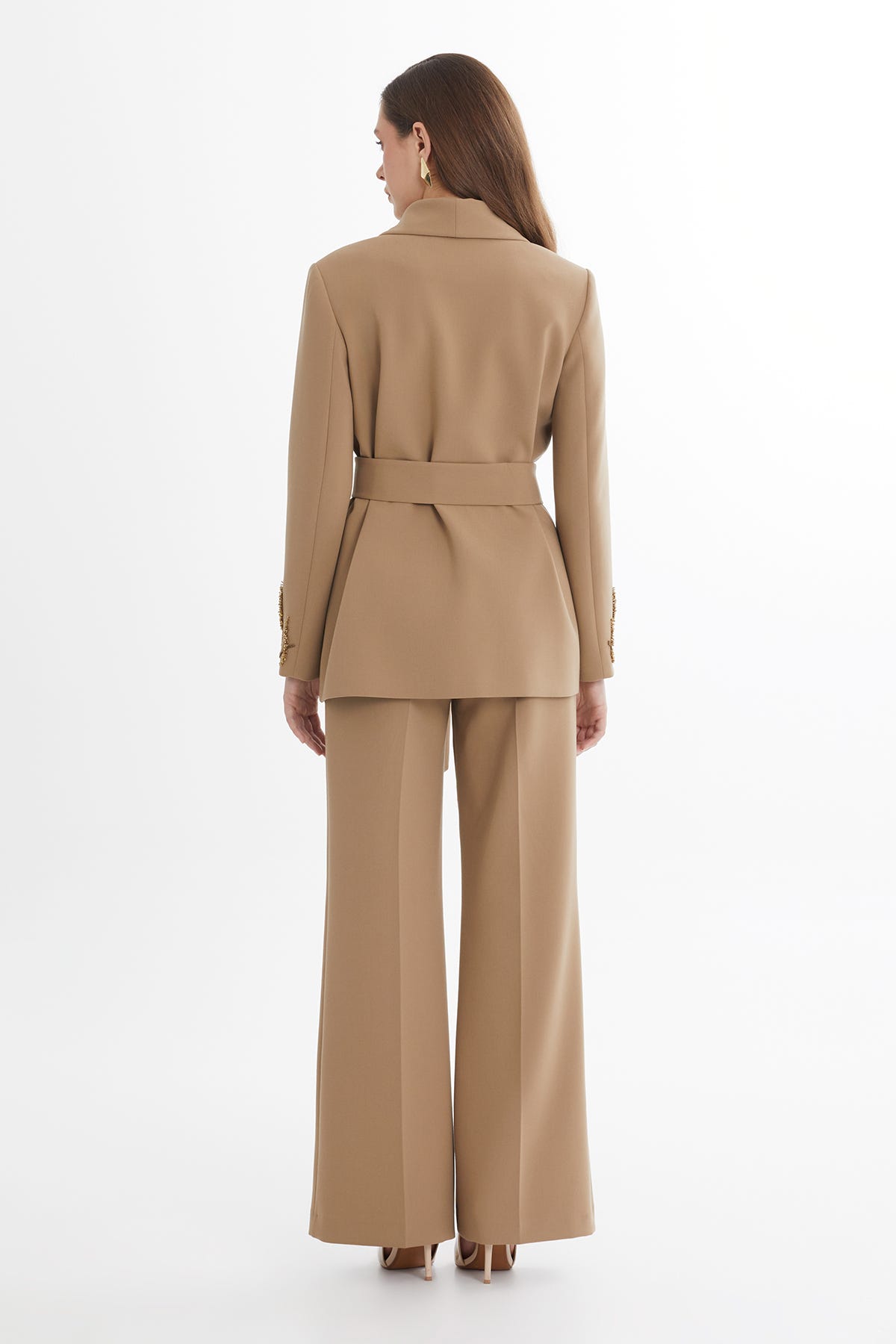 Boncuk İşleme Detaylı Kadın Kahverengi Ceket