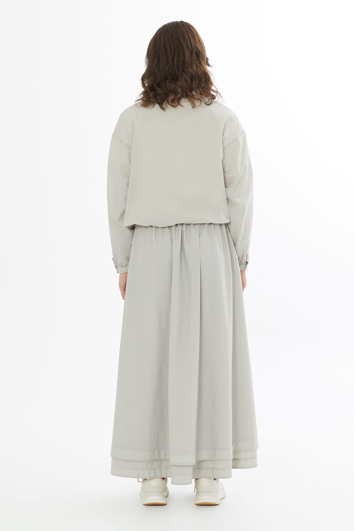 Teknik Kumaşlı Yağmurluk Bej Ceket