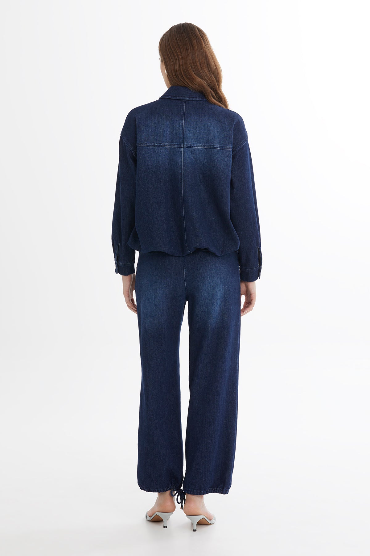İşleme Detaylı Düğmeli Denim Ceket