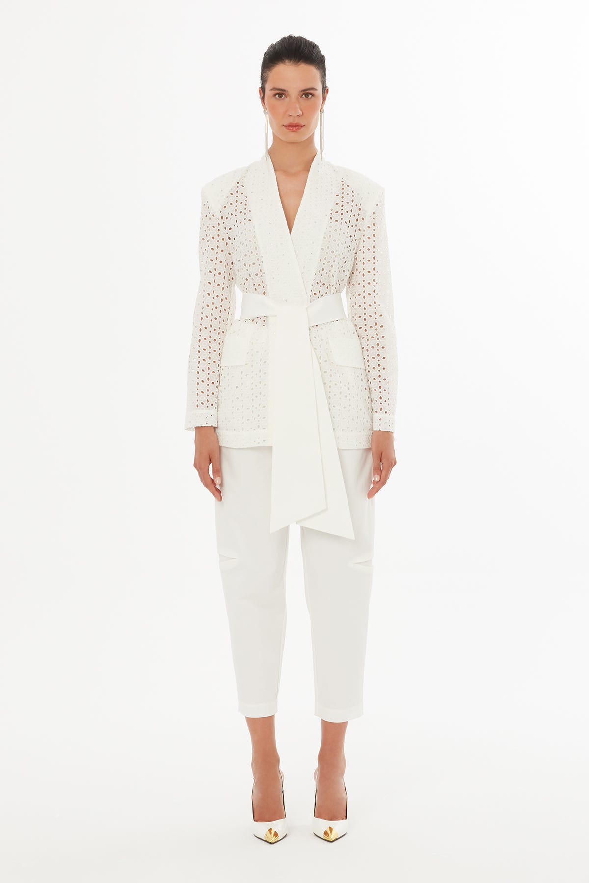 Seyyar Kuşaklı Ekru Ceket