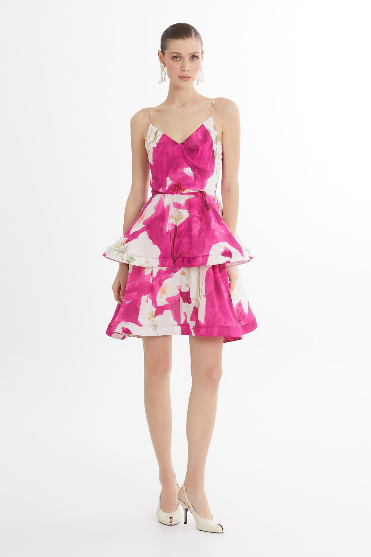 Askılı Desenli Maxi Elbise