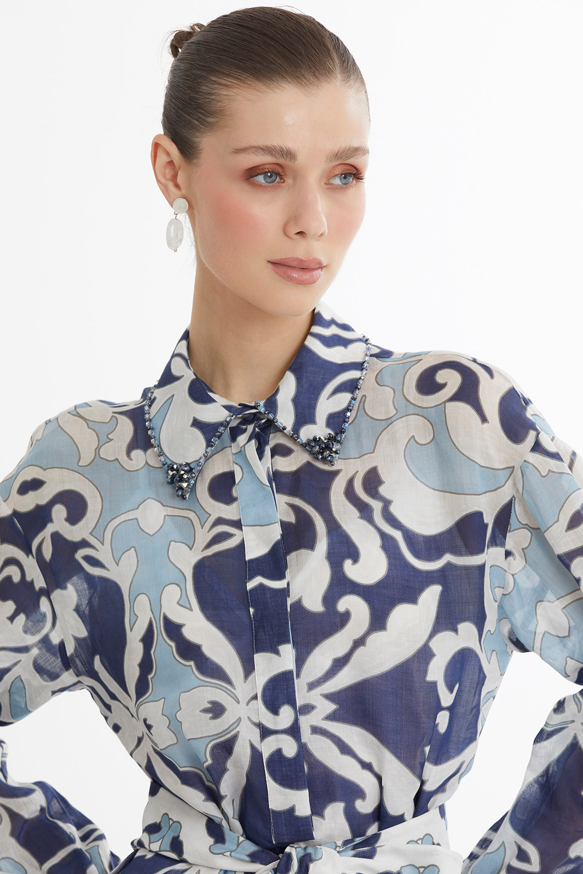 Asimetrik Volan Detaylı Mini Elbise