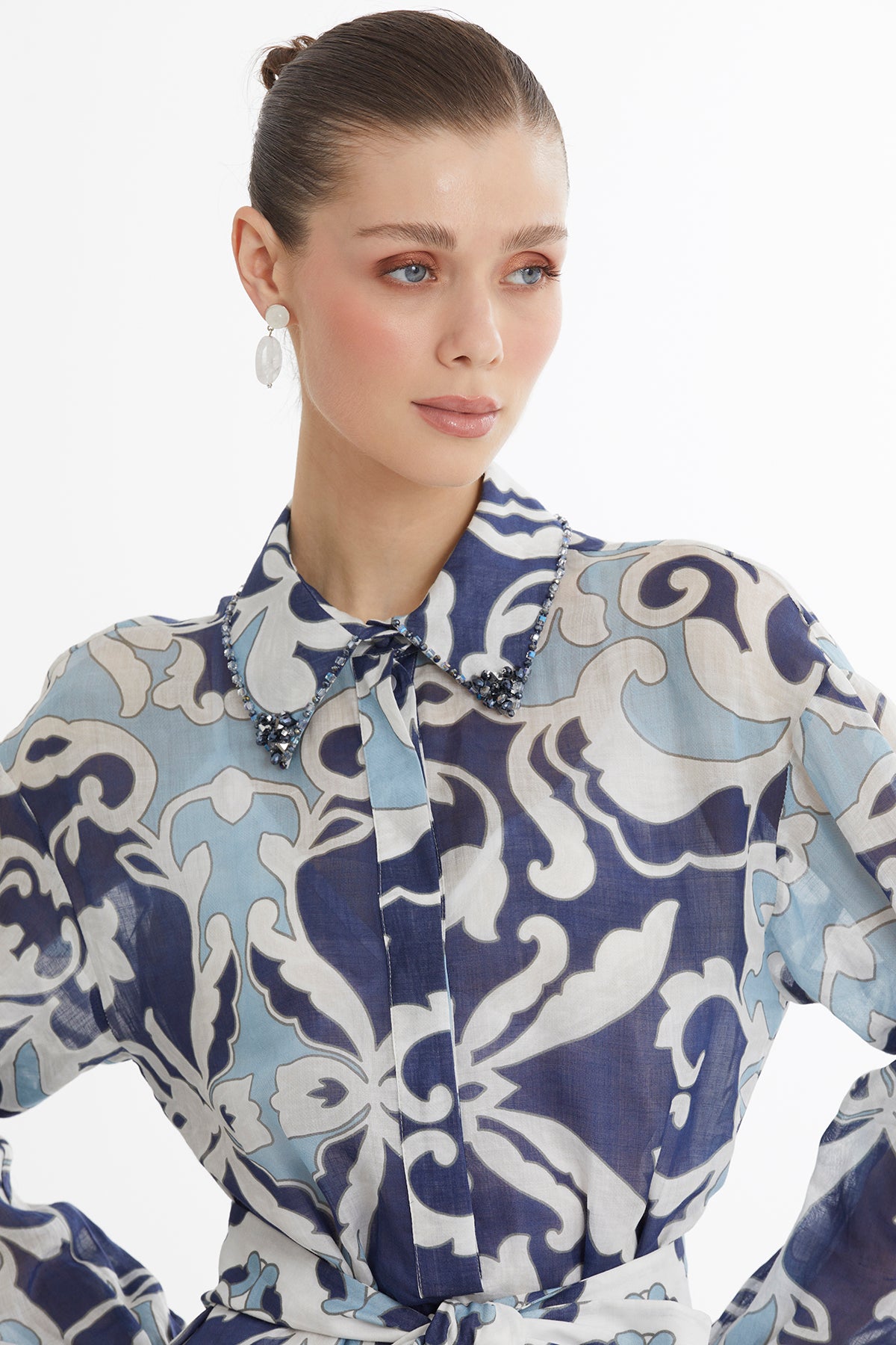 Asimetrik Volan Detaylı Mini Elbise