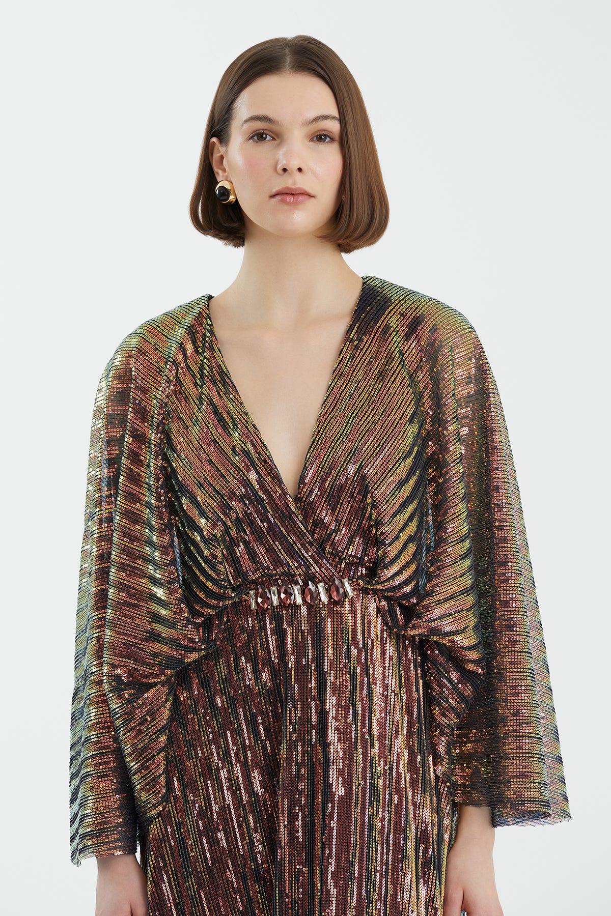 İşleme Detaylı Uzun Siyah Elbise