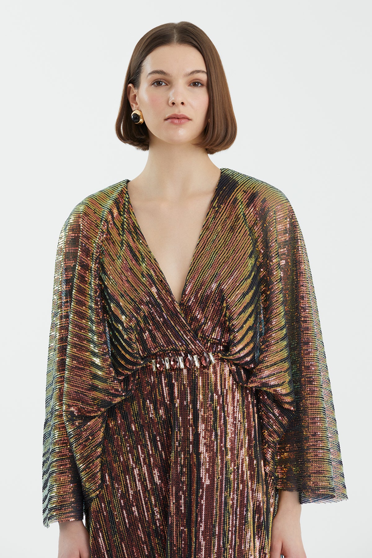 İşleme Detaylı Uzun Siyah Elbise