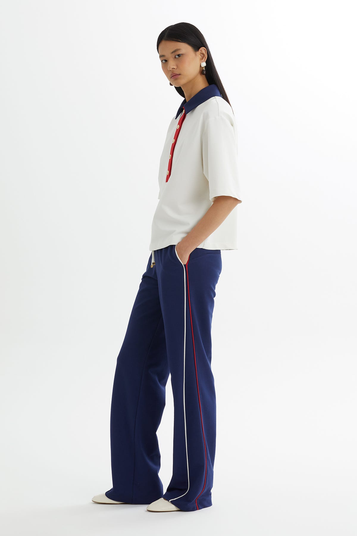 Bluz Ve Beli Lastikli Ekru Eşofman Takımı