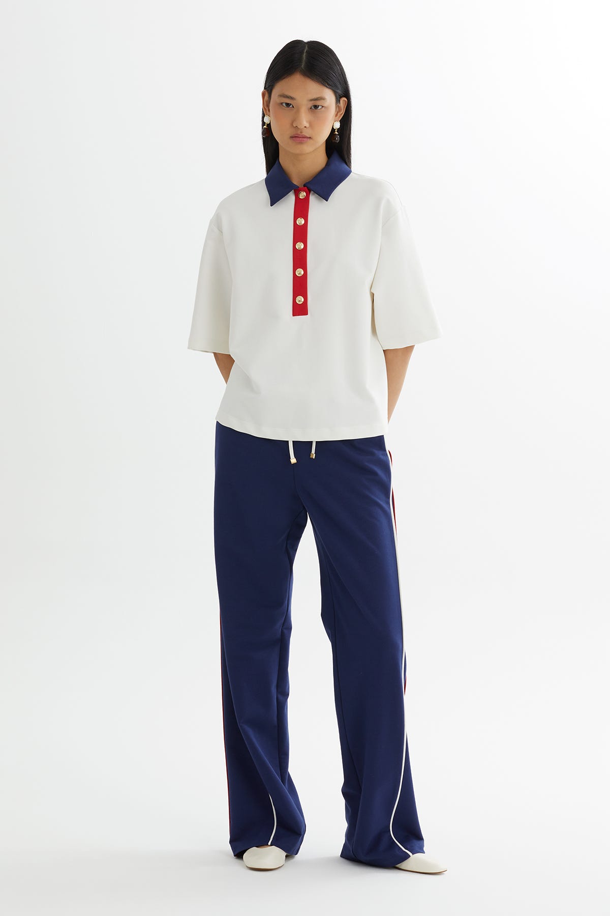 Bluz Ve Beli Lastikli Ekru Eşofman Takımı