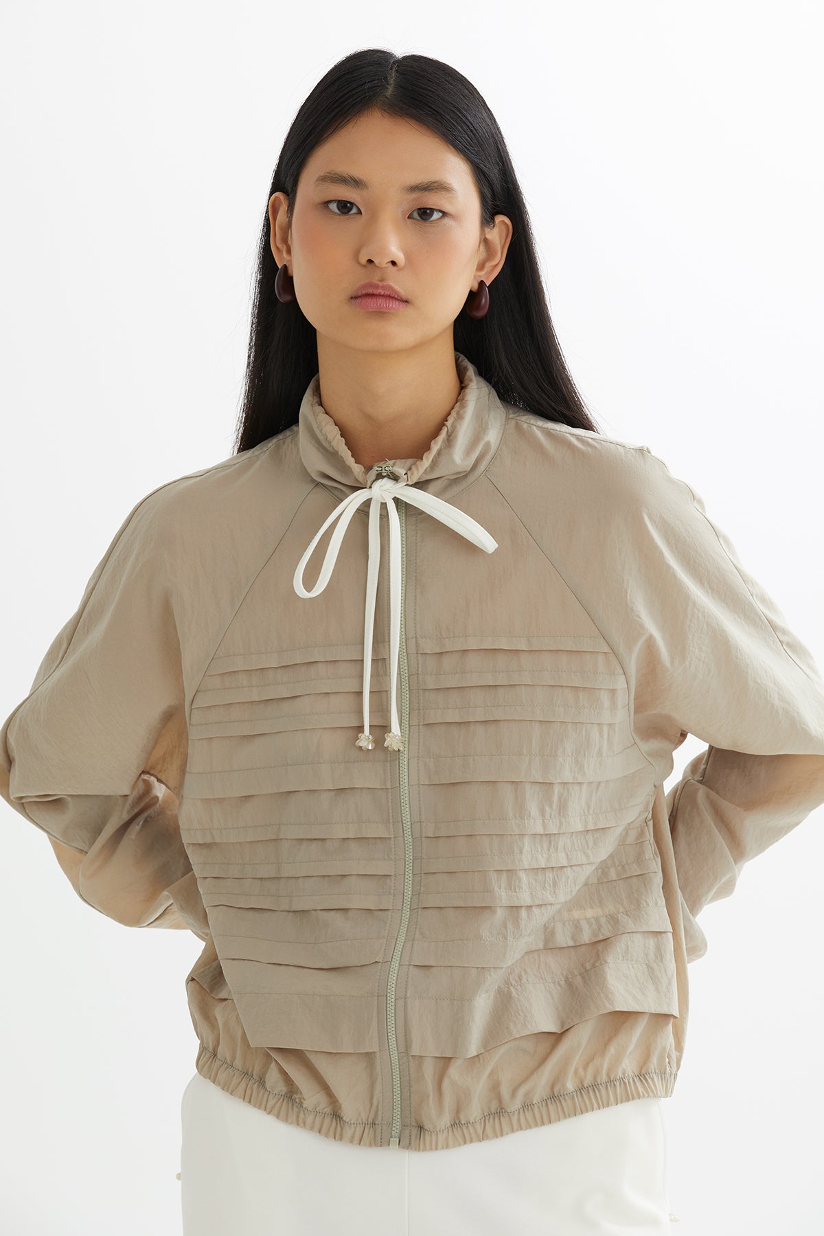 İşlemeli Ceketli Bej Eşofman Takımı