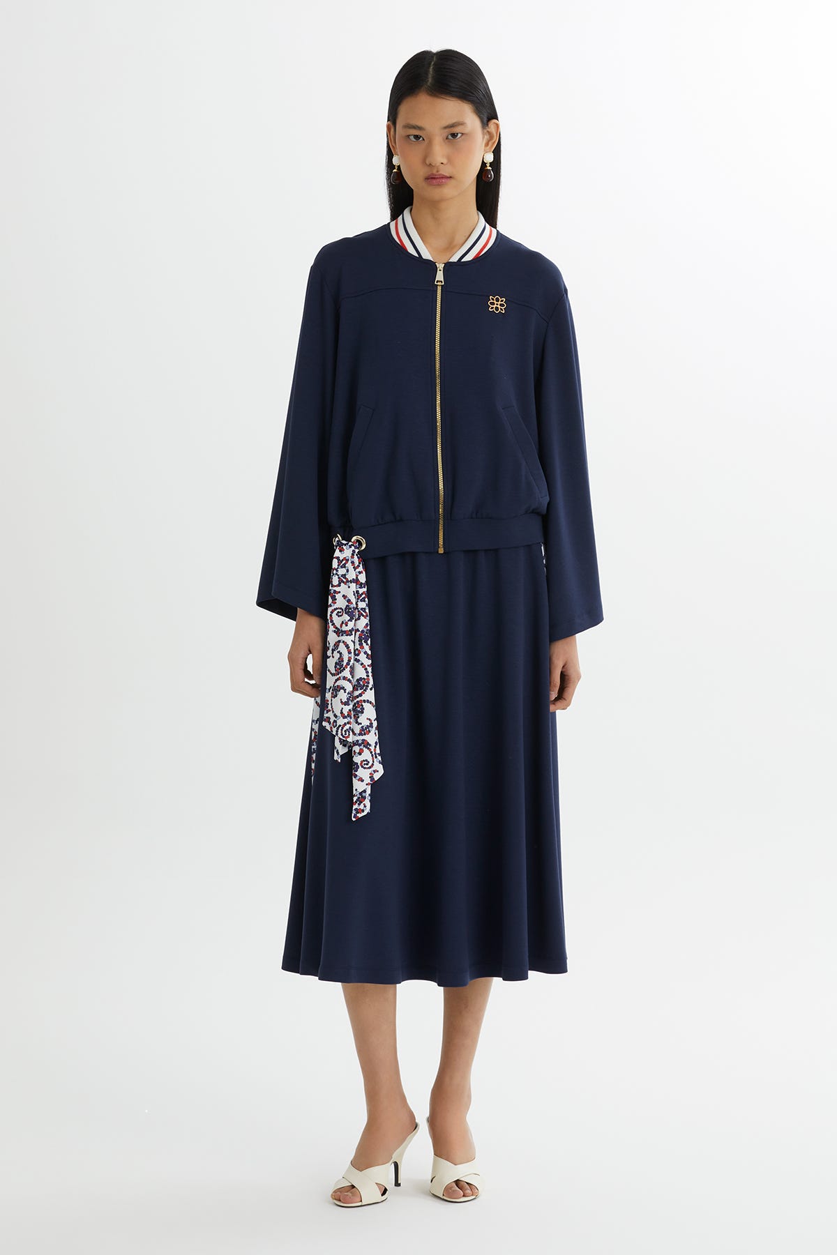 Yarasa Kollu Ceket Ve Etekli Lacivert Eşofman Takımı