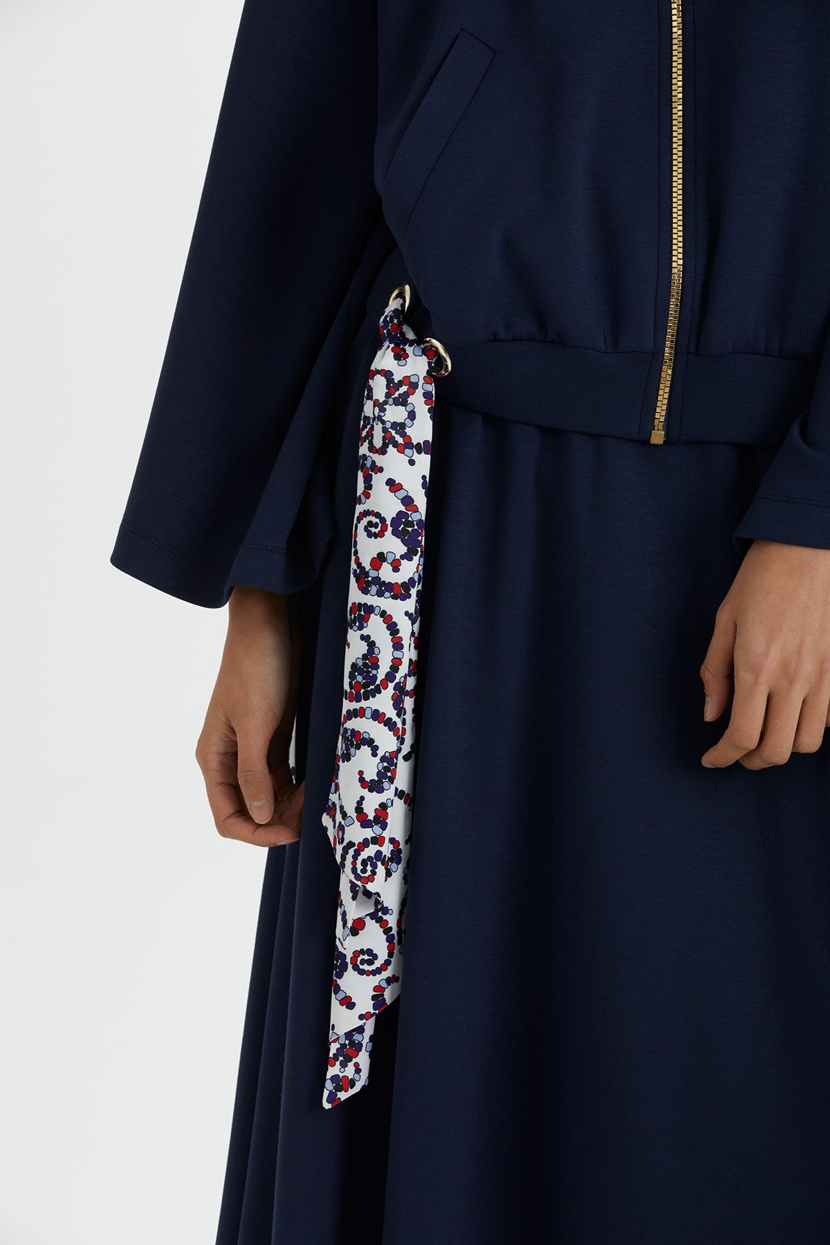 Yarasa Kollu Ceket Ve Etekli Lacivert Eşofman Takımı