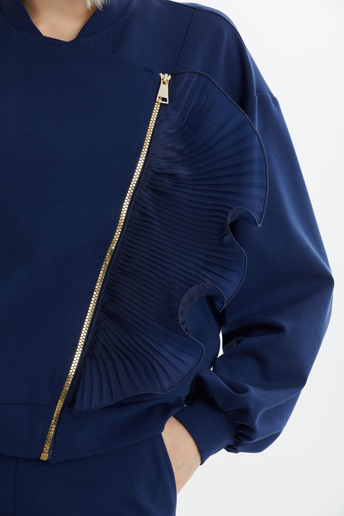 Fermuar Kapamalı Lacivert Eşofman Takımı