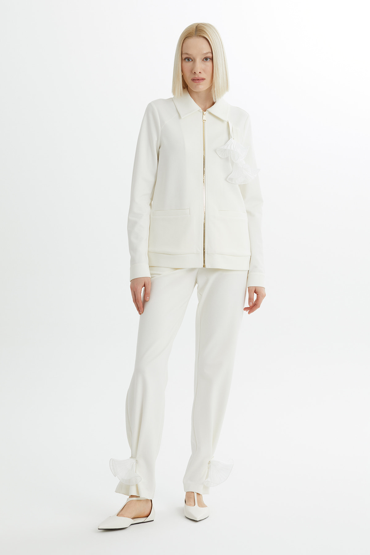 Ceket Ve Pantolonlu Ekru Eşofman Takımı