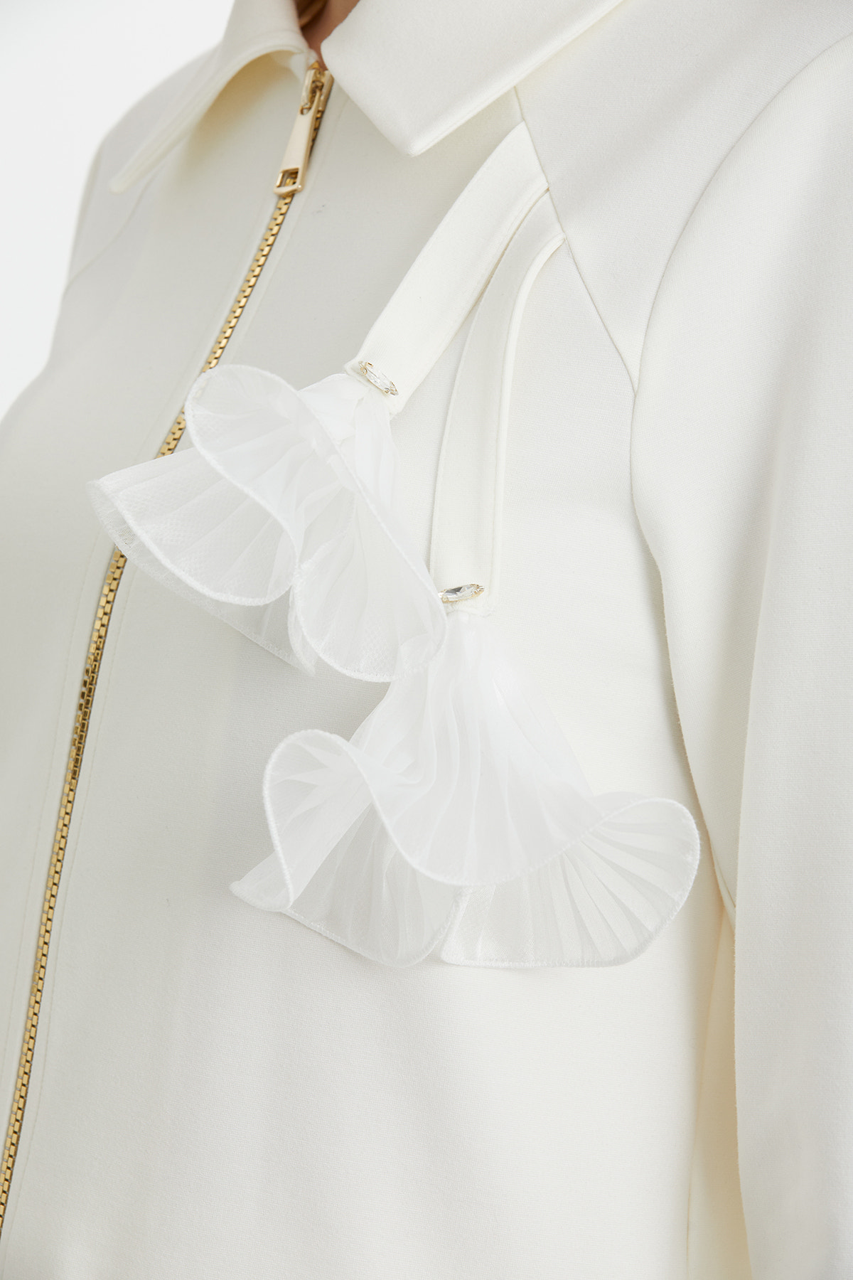 Ceket Ve Pantolonlu Ekru Eşofman Takımı