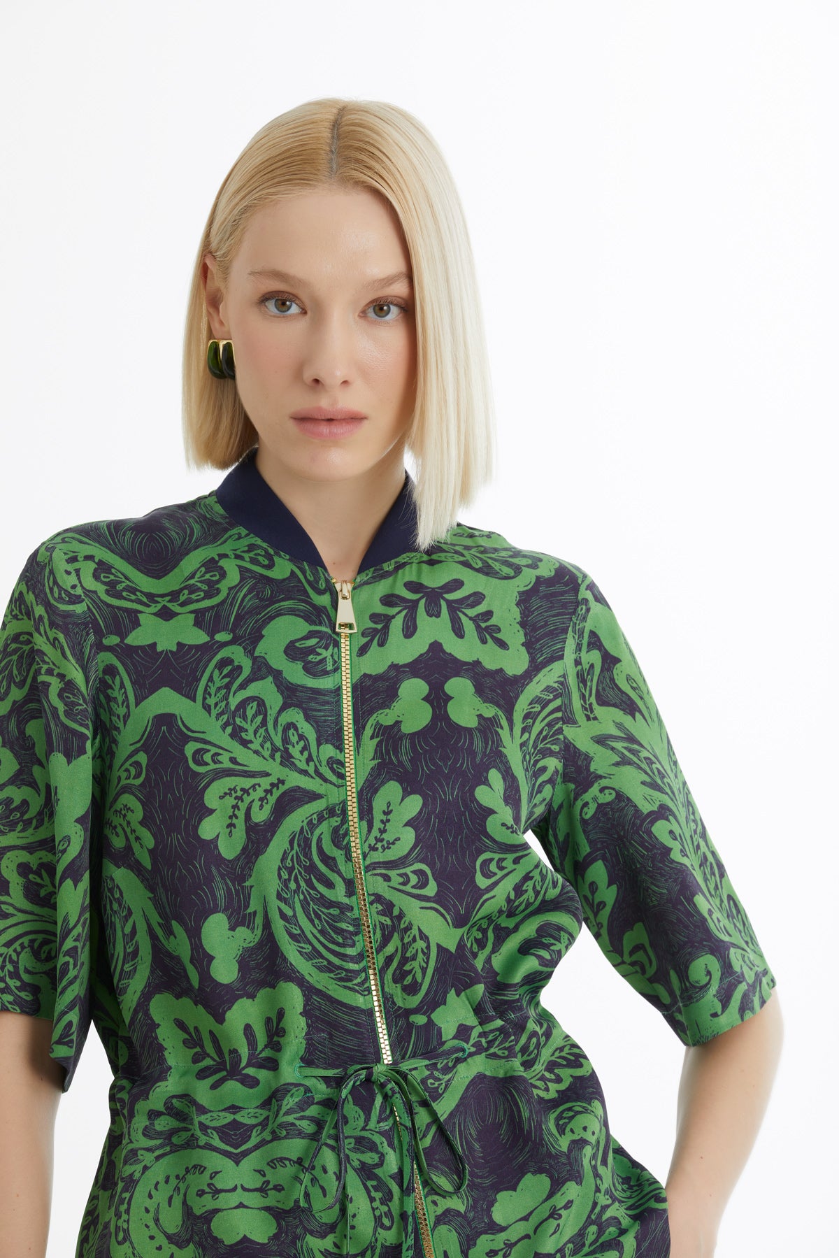 Desenli Ceket Ve Pantolonlu Yeşil Takım