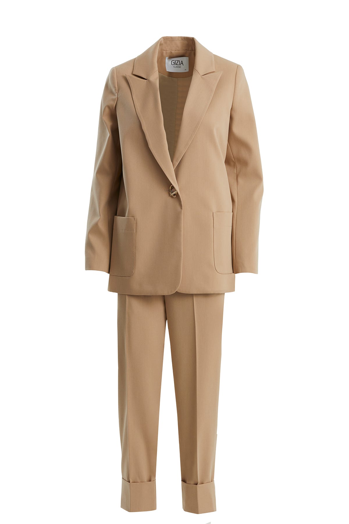 Tek Düğmeli Kahverengi Blazer Takım