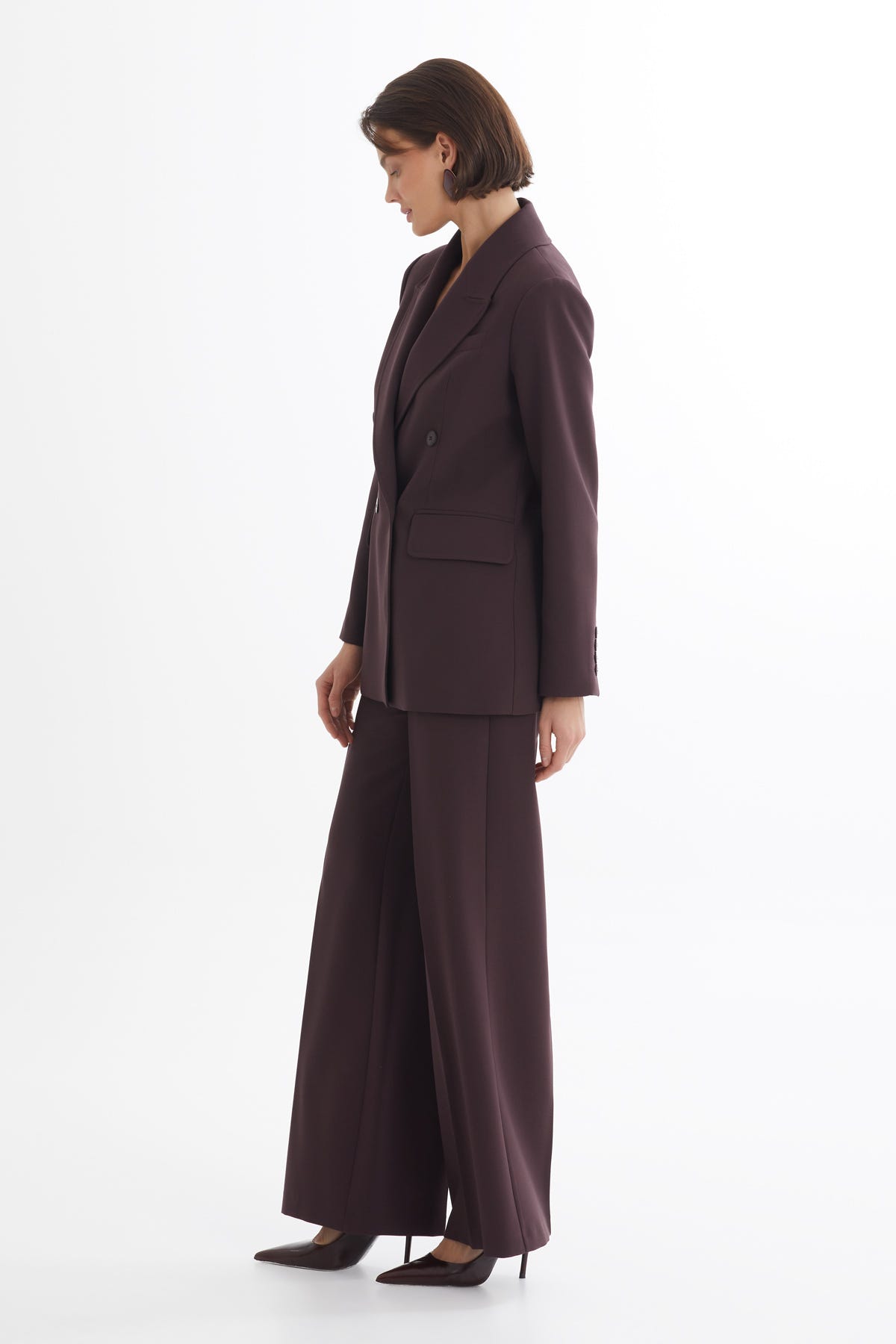 Kruvaze Kapama Ceket Ve Pantolonlu Kırmızı Takım