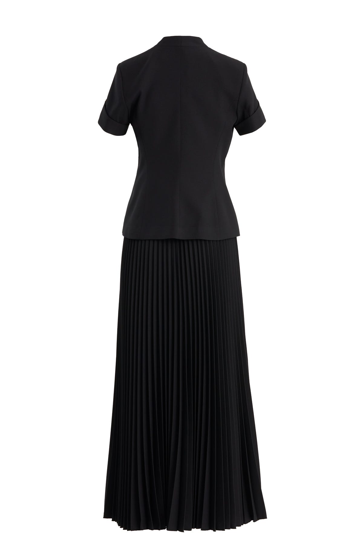 Kısa Kollu Ceket Ve Piliseli Etekli Siyah Takım