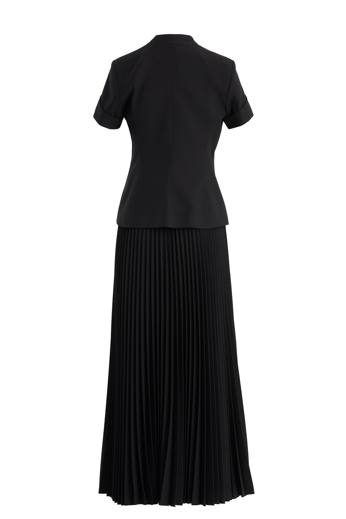 Kısa Kollu Ceket Ve Piliseli Etekli Siyah Takım