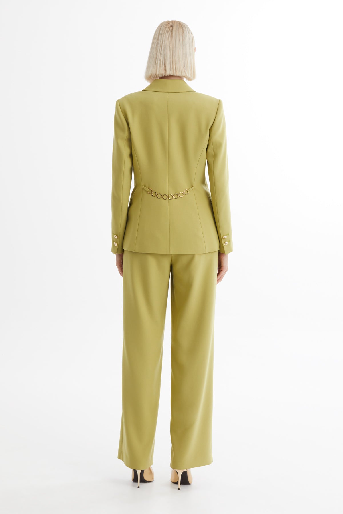 Zincir Detaylı Ceket Ve Pantolonlu Yeşil Takım