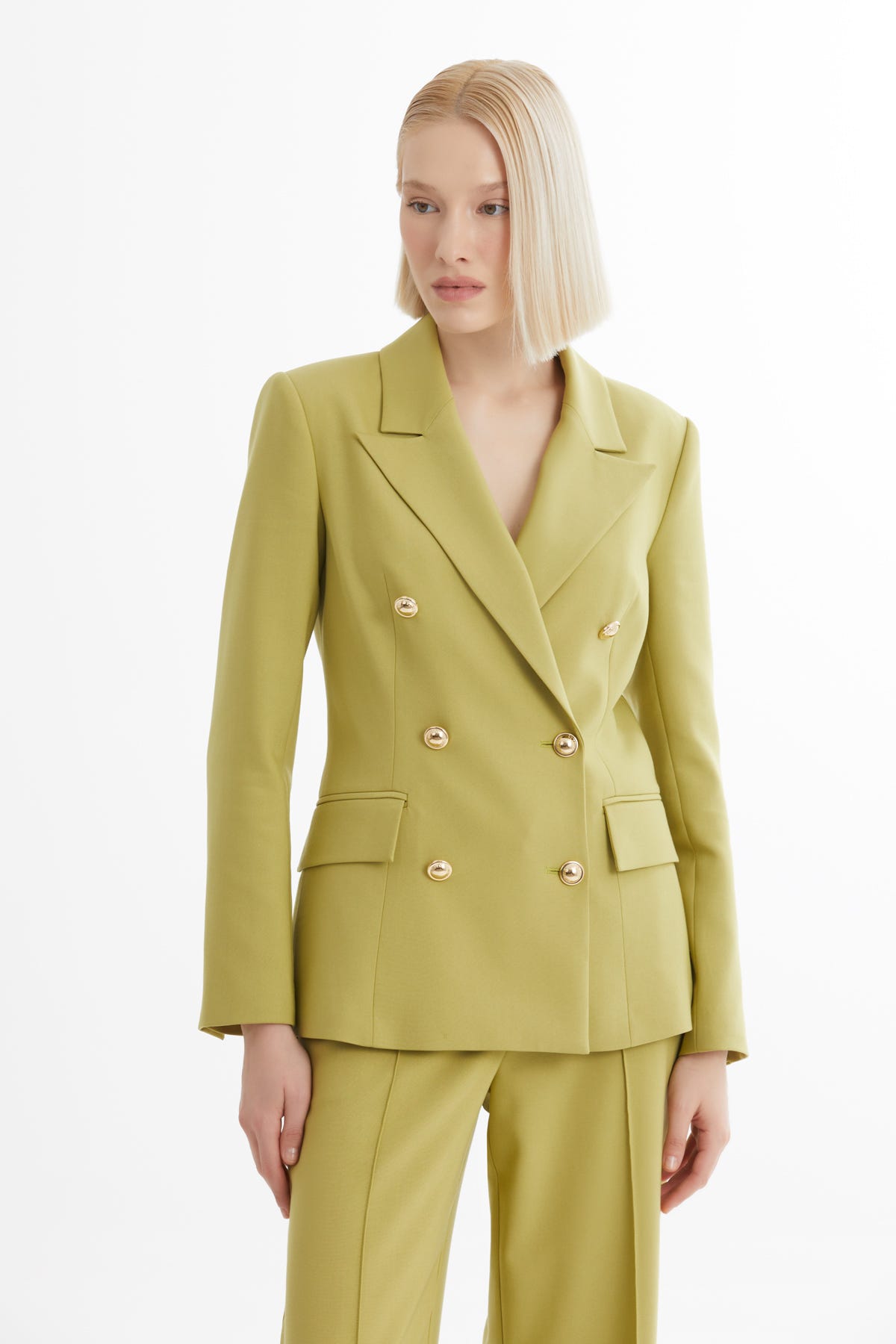 Zincir Detaylı Ceket Ve Pantolonlu Yeşil Takım