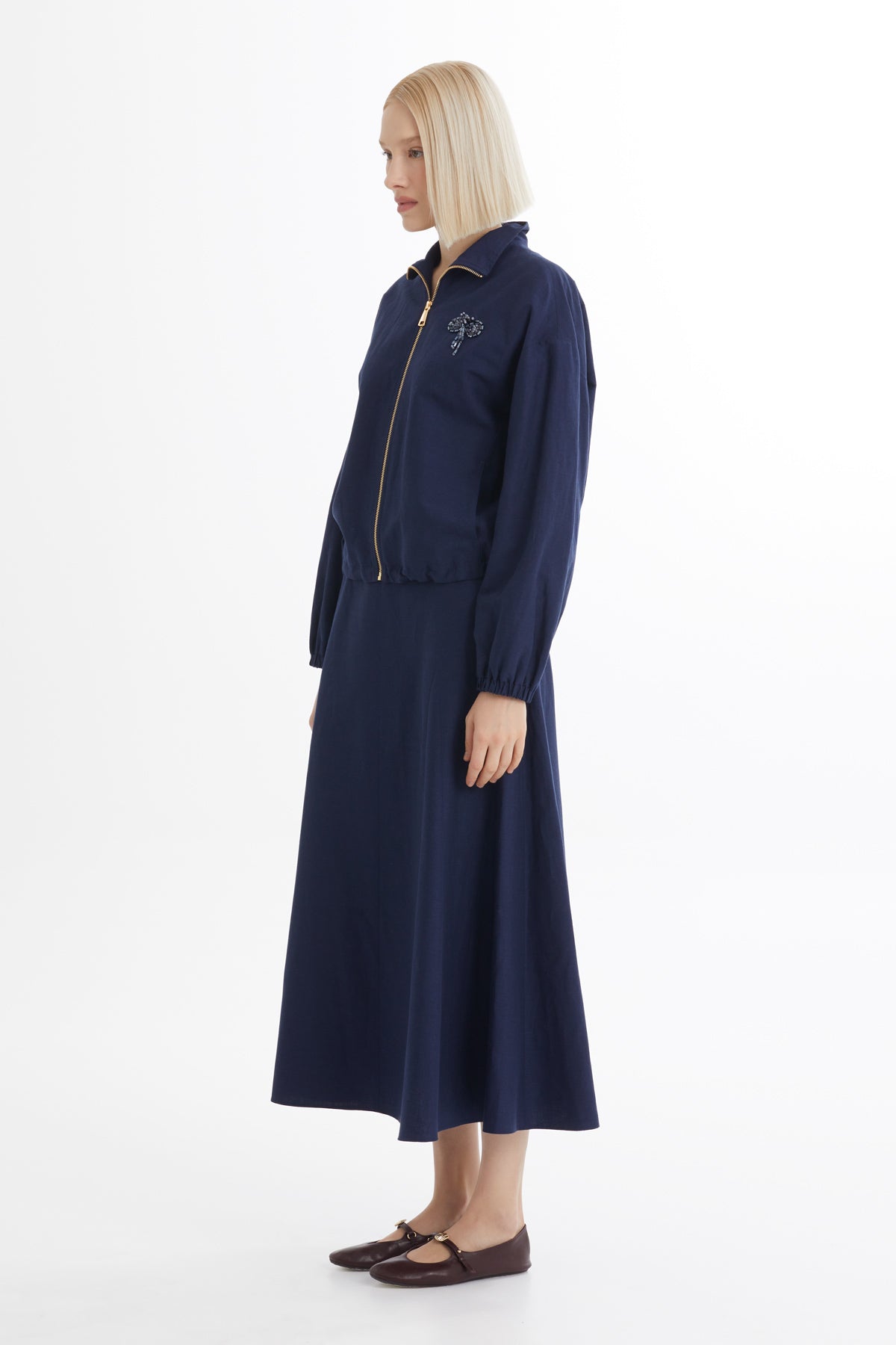 Ceket Ve Volanlı Etekli Lacivert Takım