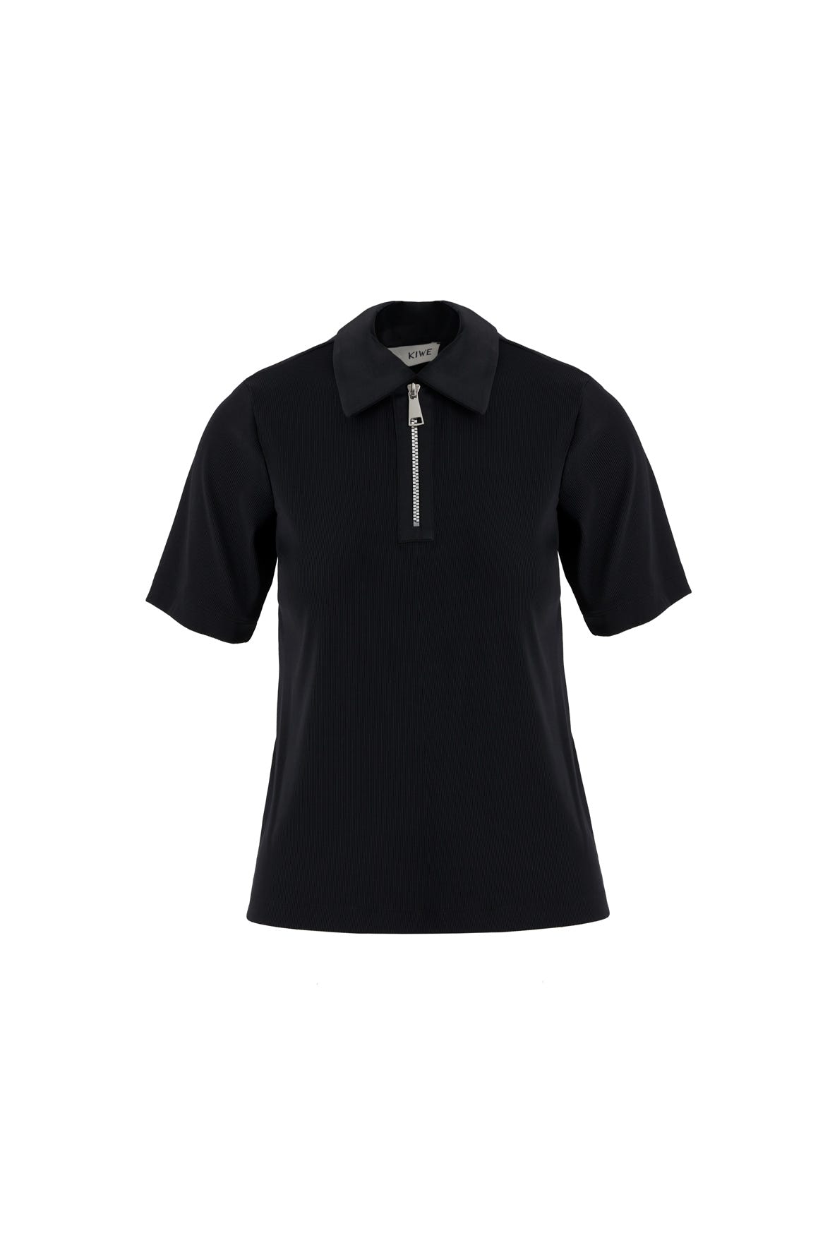 Fermuarlı Kısa Kollu Siyah Bluz