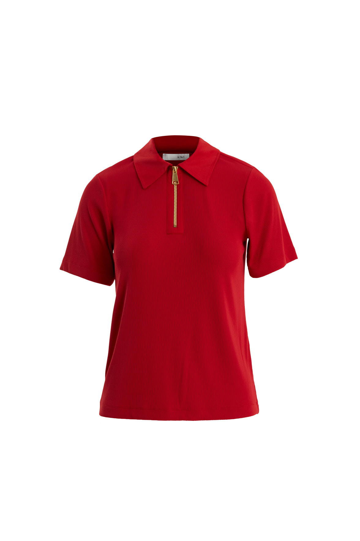 Fermuarlı Kısa Kollu Kırmızı Bluz