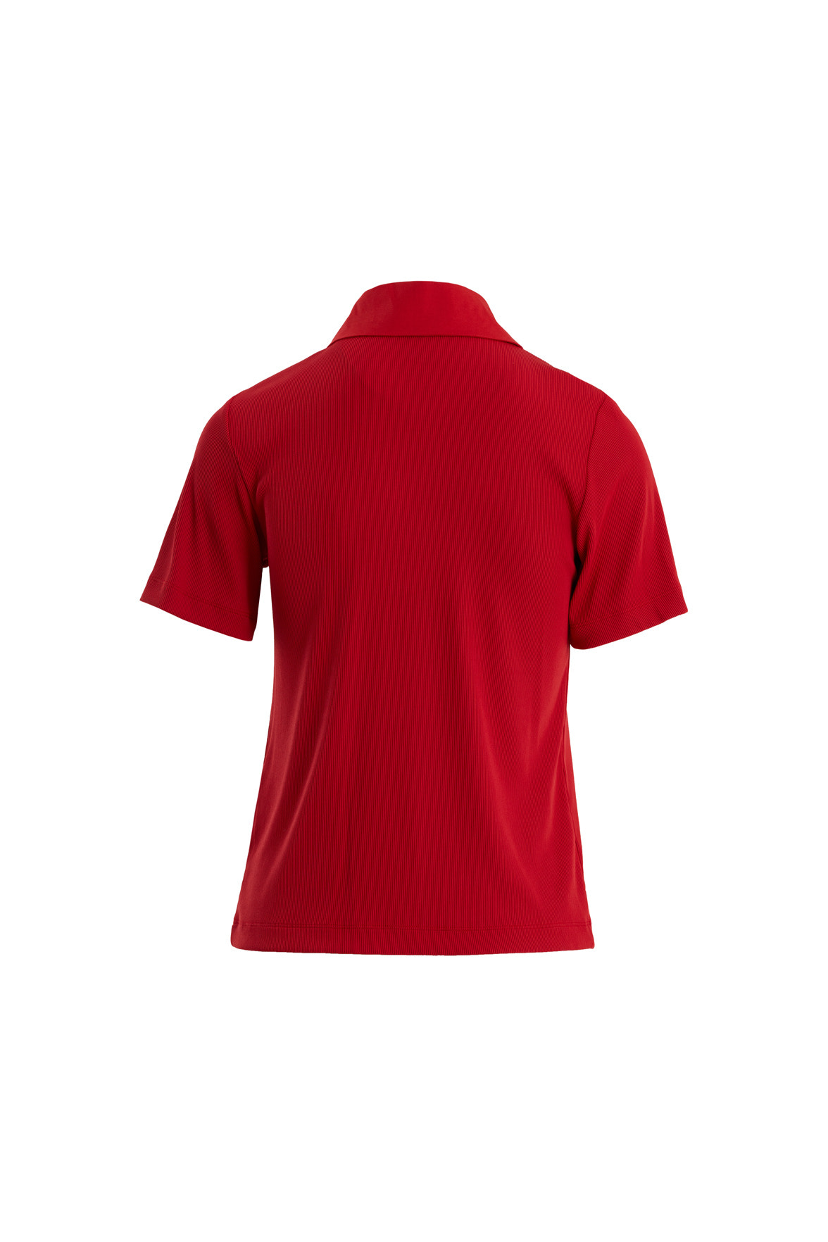 Fermuarlı Kısa Kollu Kırmızı Bluz