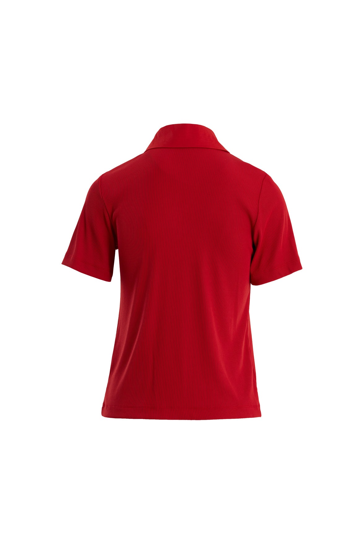 Fermuarlı Kısa Kollu Kırmızı Bluz