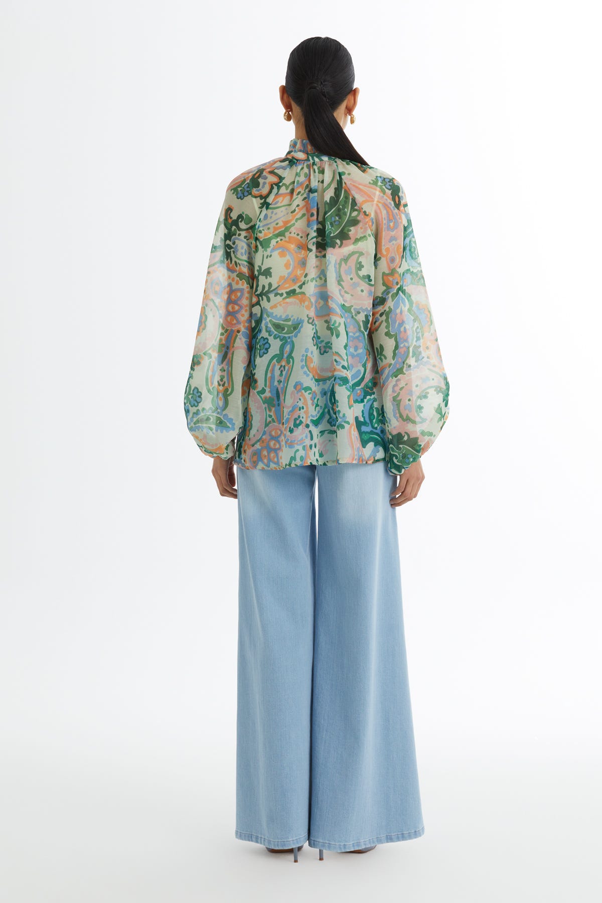 Fırfır Yakalı Desenli  Bluz