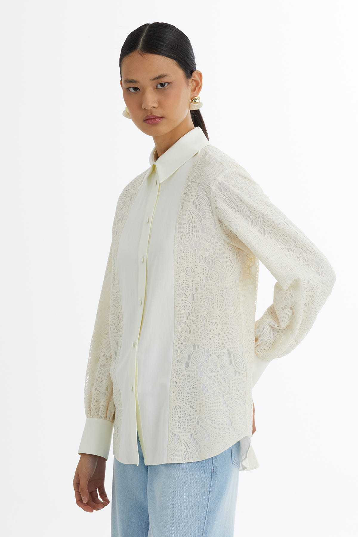 Ekru Desenli Gömlek