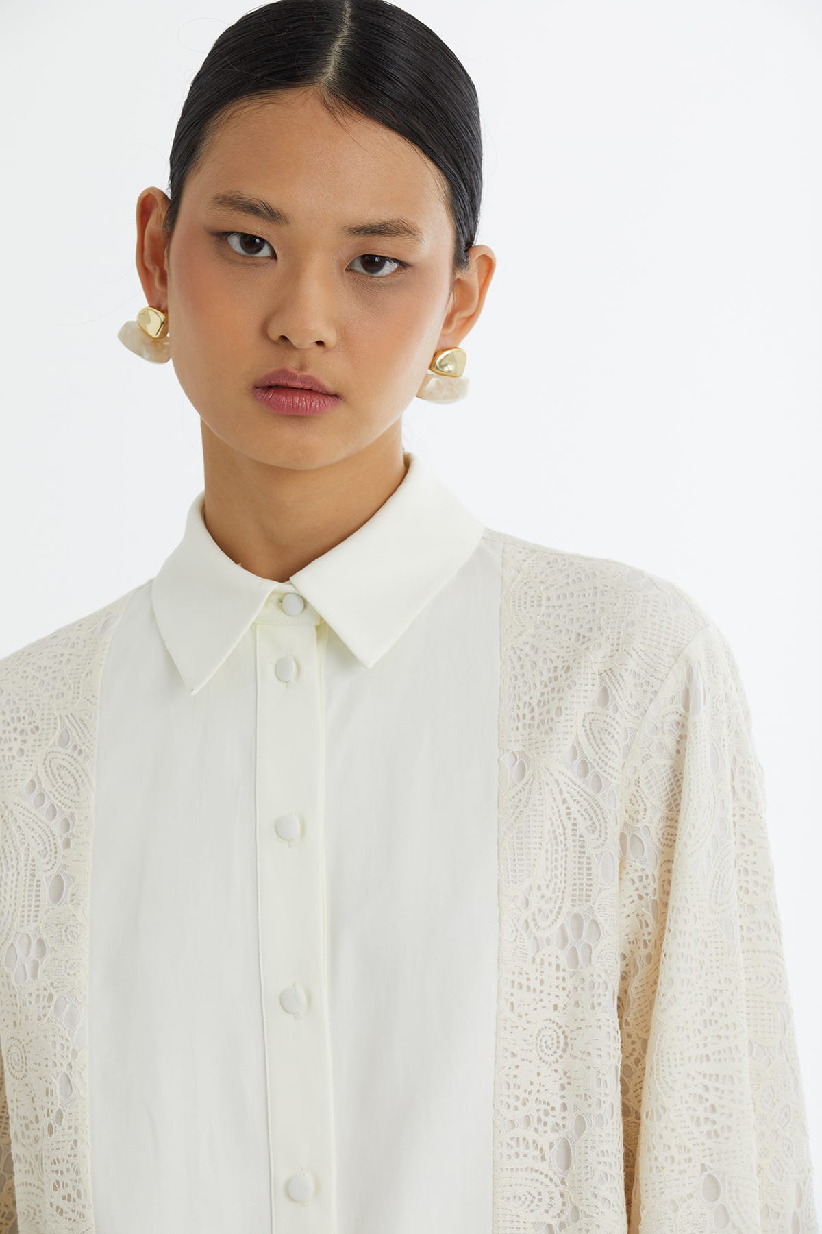 Ekru Desenli Gömlek