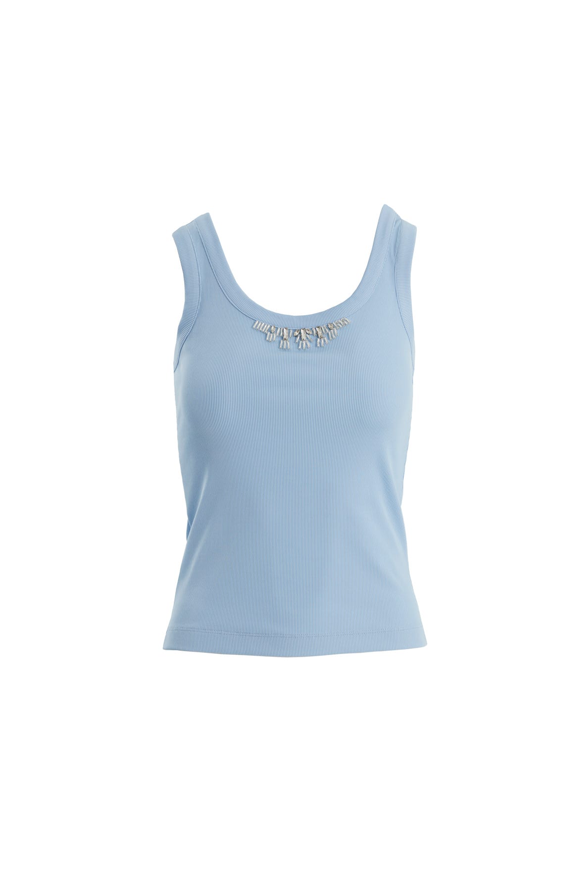 Askılı İşlemeli Mavi Atlet