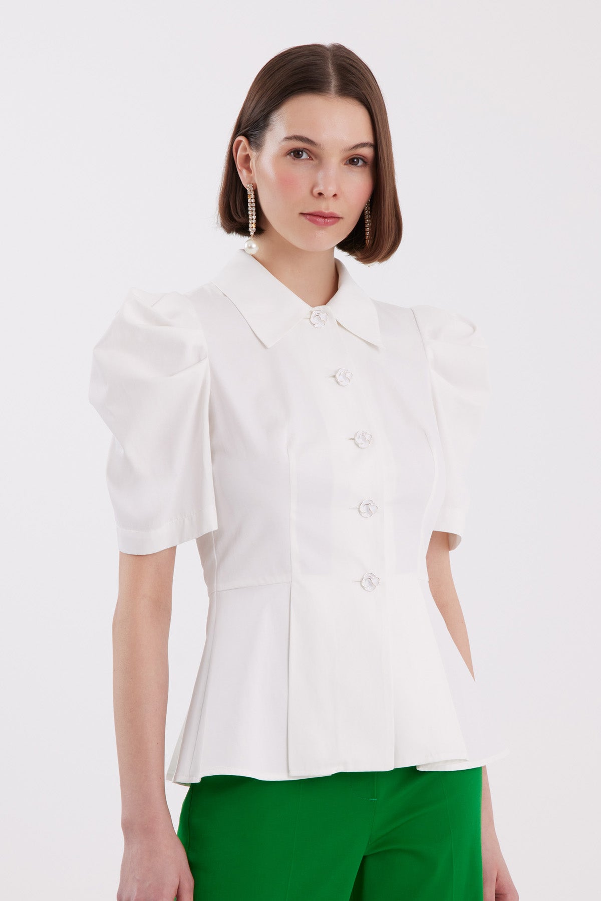 Pilili Kol Ekru Gömlek