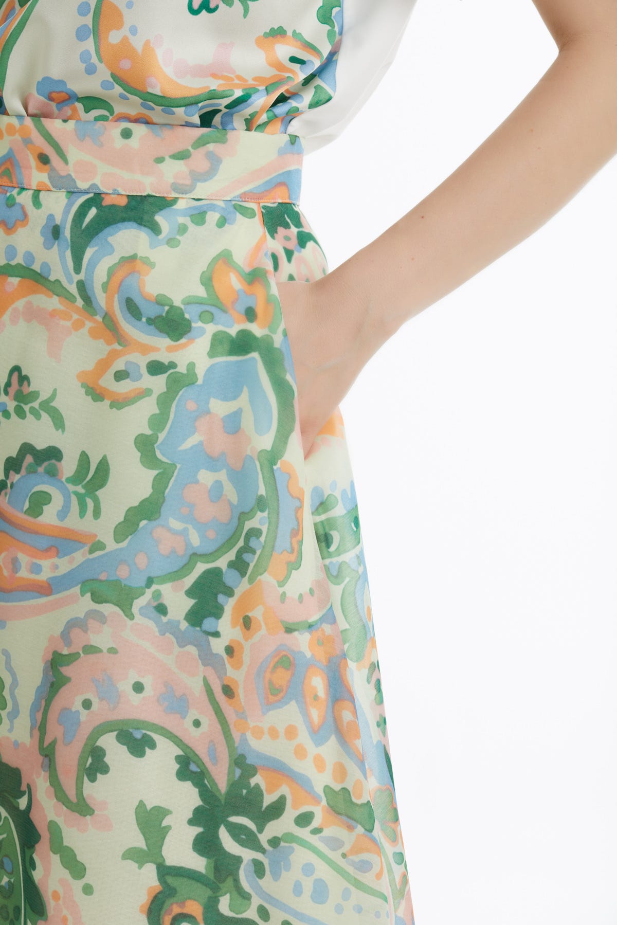 Volanlı Desenli Midi Etek