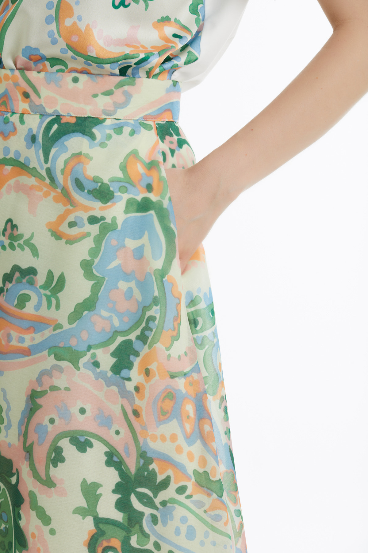 Volanlı Desenli Midi Etek