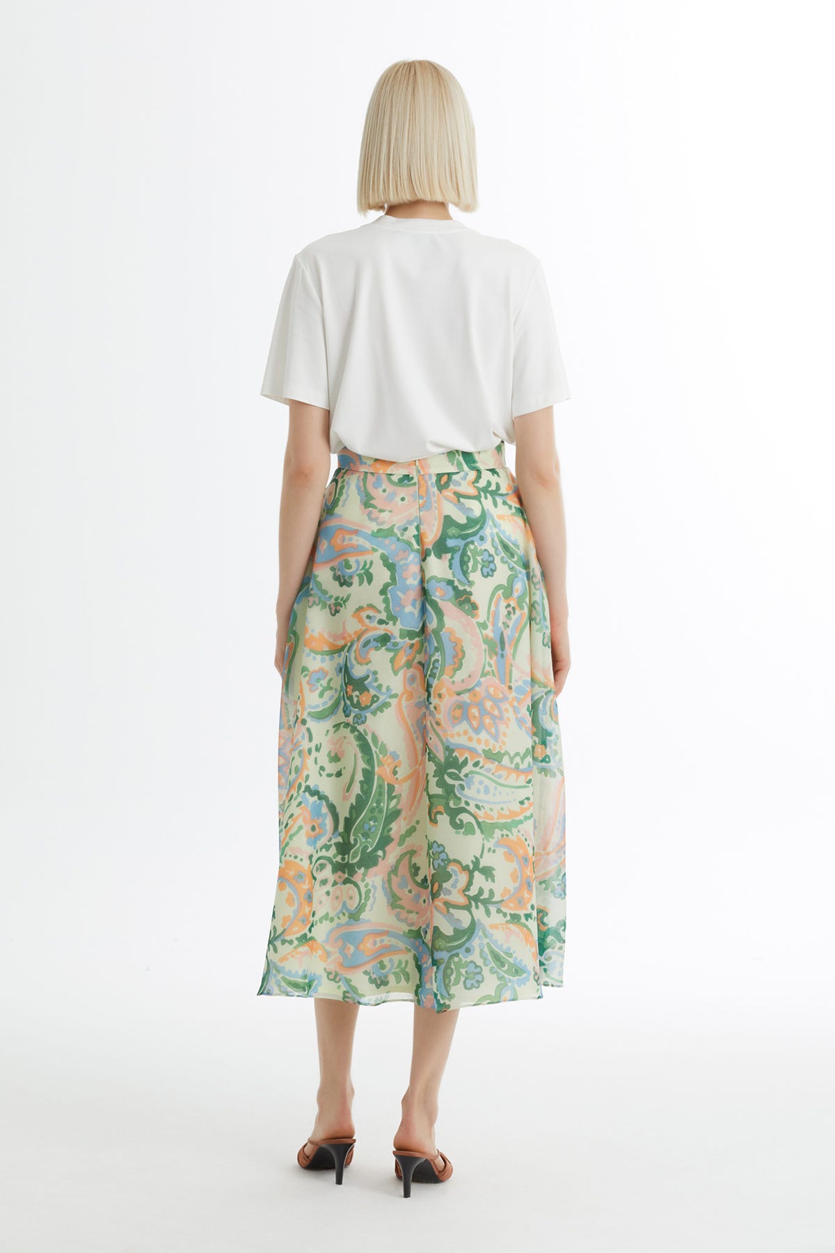 Volanlı Desenli Midi Etek