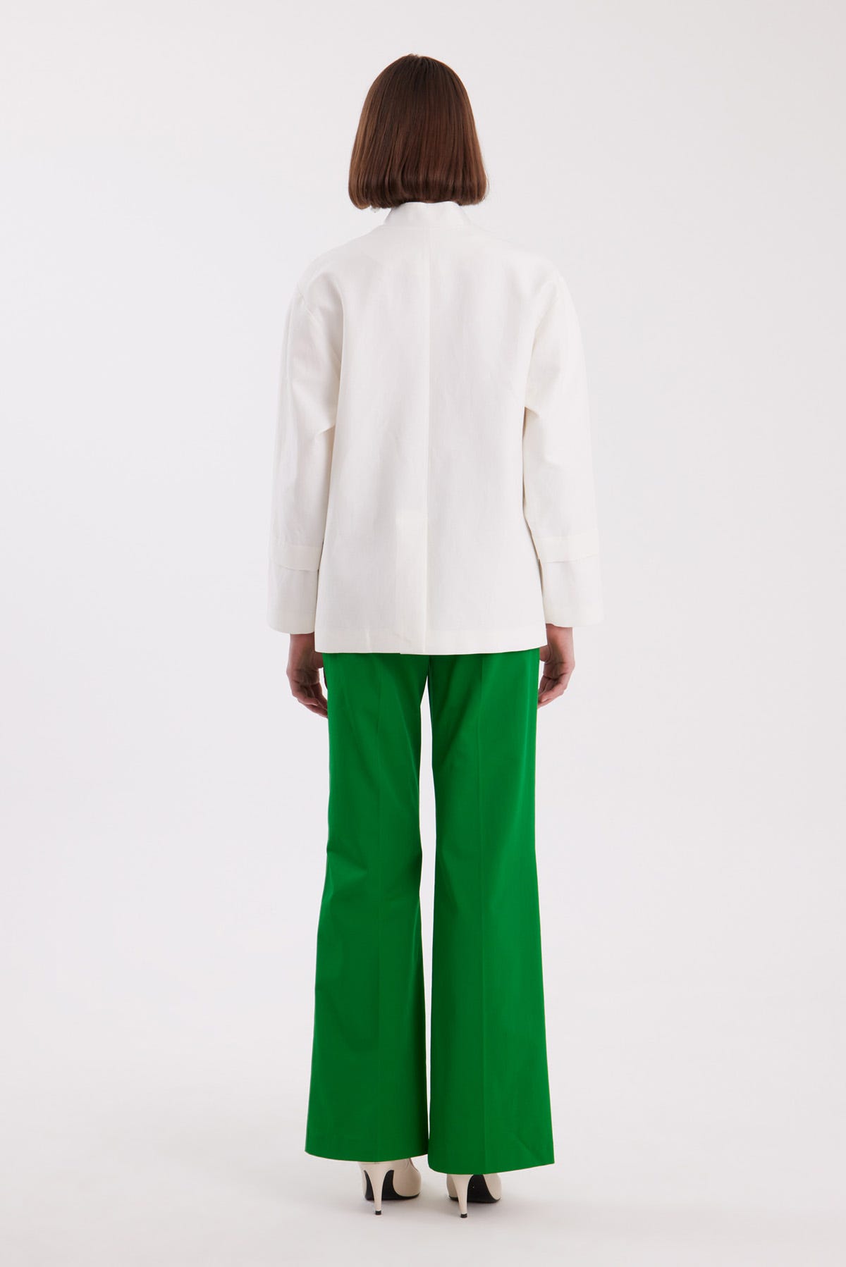 Mandarin Yaka El Yapımı Ekru Ceket