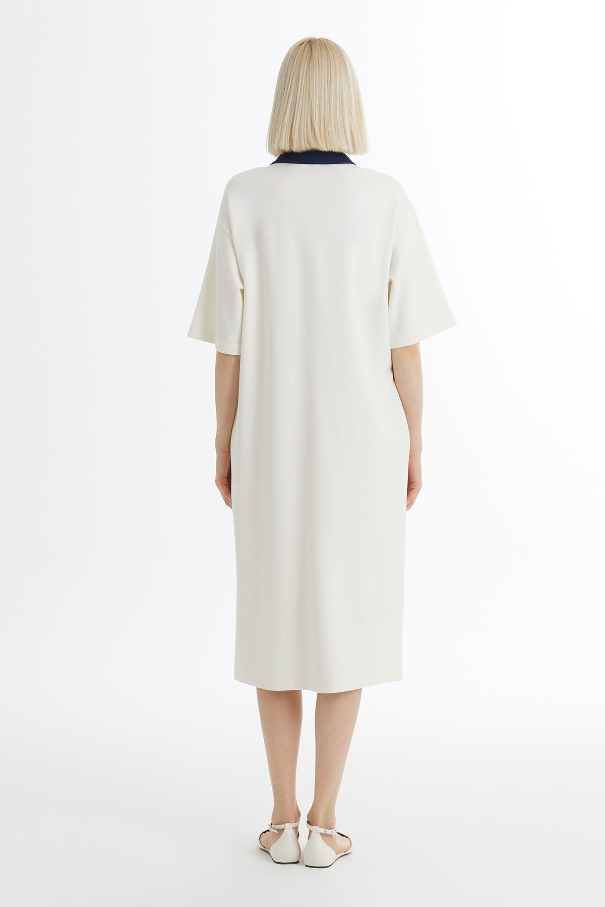 Çıtçıt Kapamalı A Form Ekru Elbise